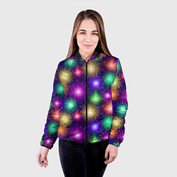 Куртка с капюшоном женская Праздничный салют - фейерверк, цвет: 3D-черный — фото 2