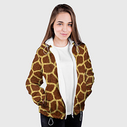 Куртка с капюшоном женская Текстура жирафа, цвет: 3D-белый — фото 2