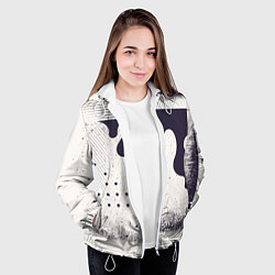 Куртка с капюшоном женская Абстрактные и тёмные точки и краски, цвет: 3D-белый — фото 2