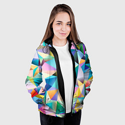 Куртка с капюшоном женская Полигональная текстура, цвет: 3D-черный — фото 2