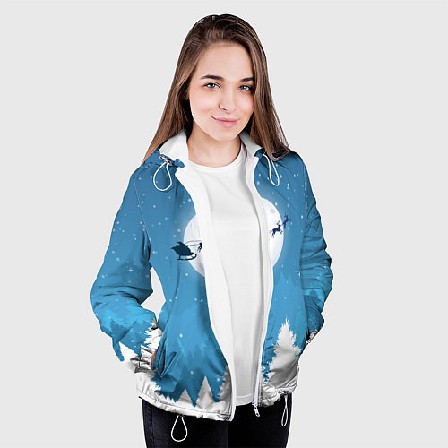 Женская куртка Новогодняя сказка дед мороз / 3D-Белый – фото 3
