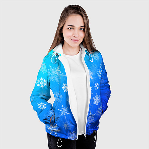 Женская куртка Снежинки в небе / 3D-Белый – фото 3
