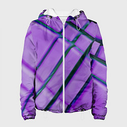 Куртка с капюшоном женская Фиолетовый фон и тёмные линии, цвет: 3D-белый