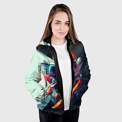 Куртка с капюшоном женская Космос в стиле кубизма, цвет: 3D-черный — фото 2