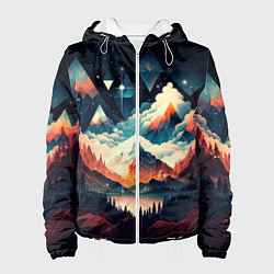 Куртка с капюшоном женская Футуризм горы, цвет: 3D-белый