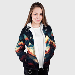 Куртка с капюшоном женская Футуризм горы, цвет: 3D-белый — фото 2