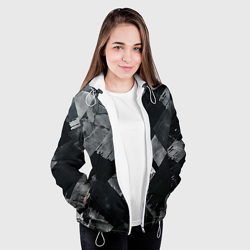 Женская куртка Серые полосы / 3D-Белый – фото 3