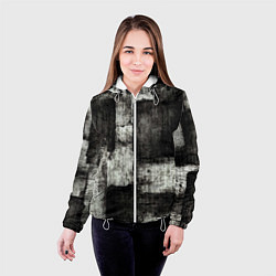 Куртка с капюшоном женская Белый и чёрный абстракт, цвет: 3D-белый — фото 2
