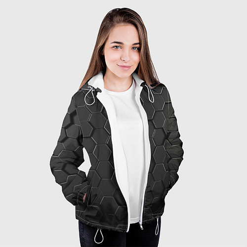 Женская куртка Abstraction hexagon grey / 3D-Белый – фото 3
