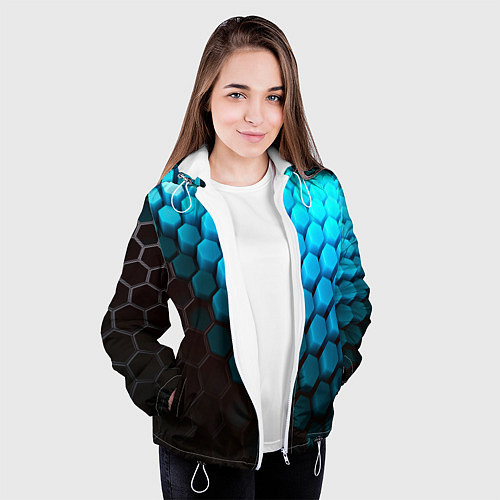 Женская куртка Abstraction neon blue / 3D-Белый – фото 3
