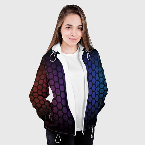Женская куртка Abstract hexagon fon / 3D-Белый – фото 3