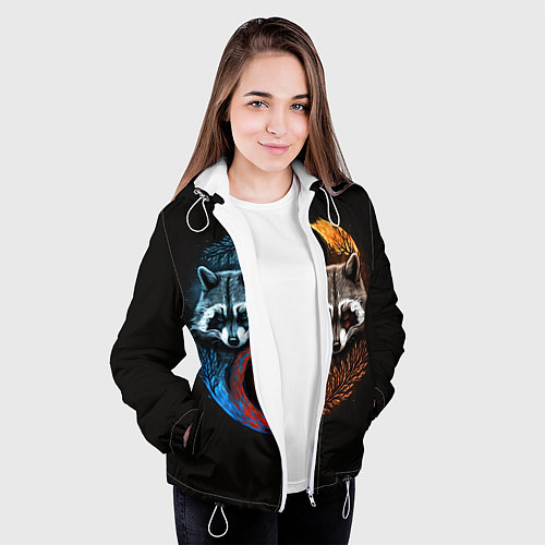 Женская куртка Инь-янь еноты / 3D-Белый – фото 3