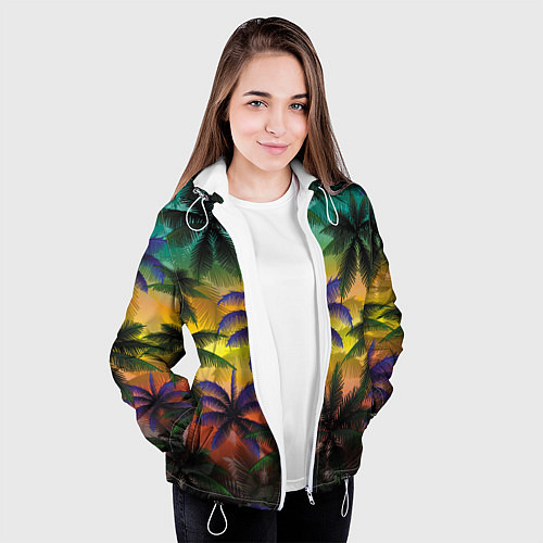 Женская куртка Кроны пальм, Багамы / 3D-Белый – фото 3