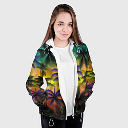 Куртка с капюшоном женская Кроны пальм, Багамы, цвет: 3D-белый — фото 2