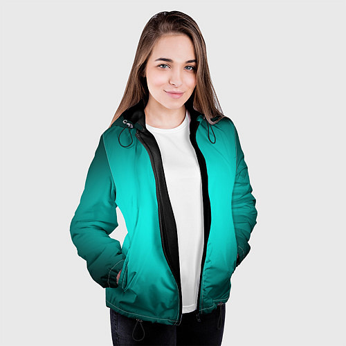 Женская куртка Бирюзовый градиент / 3D-Черный – фото 3