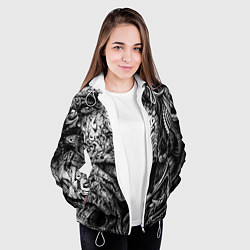 Куртка с капюшоном женская Девушка монохром, цвет: 3D-белый — фото 2