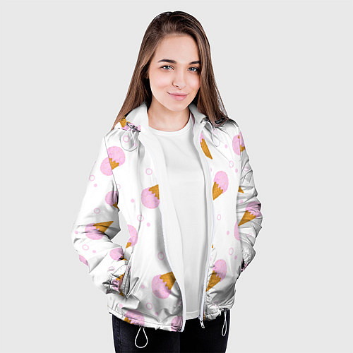 Женская куртка Мороженое в жаркий день / 3D-Белый – фото 3