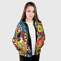 Куртка с капюшоном женская Психоделика калейдоскоп, цвет: 3D-черный — фото 2
