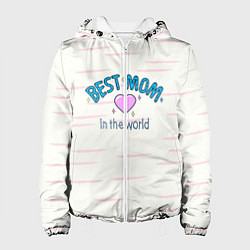 Куртка с капюшоном женская Best mom in the world с сердечком, цвет: 3D-белый