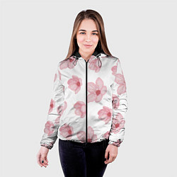 Куртка с капюшоном женская Цветение сакуры, цвет: 3D-черный — фото 2