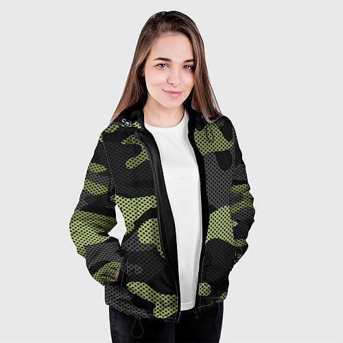 Женская куртка Камуфляж яркий / 3D-Черный – фото 3