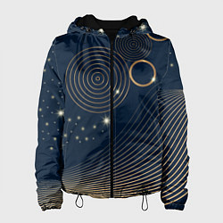 Куртка с капюшоном женская Абстрактный золотой узор в стиле мемфис, цвет: 3D-черный