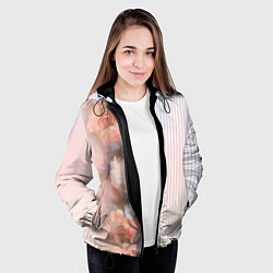 Куртка с капюшоном женская Цветы за стеклом - полосы с градиентом, цвет: 3D-черный — фото 2