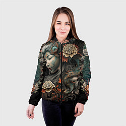 Куртка с капюшоном женская Японская девушка Irezumi, цвет: 3D-черный — фото 2