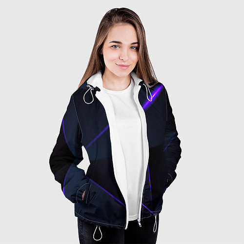 Женская куртка Geometry stripes neon stiil / 3D-Белый – фото 3