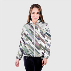 Куртка с капюшоном женская Векторный дождь, цвет: 3D-белый — фото 2