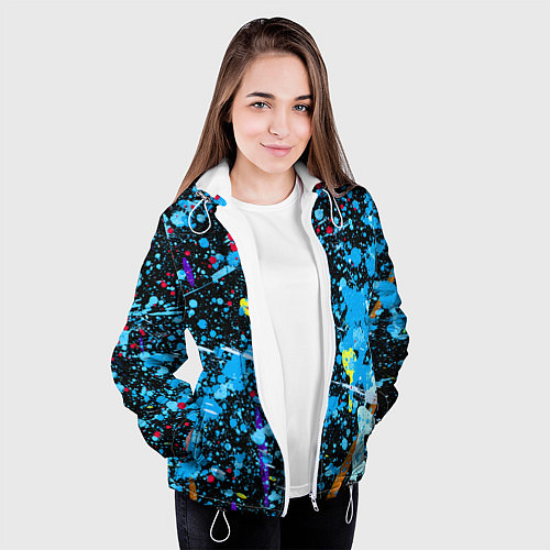 Женская куртка Брызги краски на холсте / 3D-Белый – фото 3