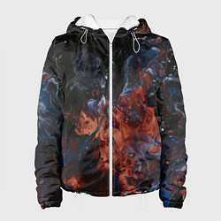 Куртка с капюшоном женская Абстрактные брызги тёмных красок и воды, цвет: 3D-белый