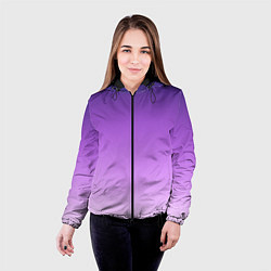 Куртка с капюшоном женская Фиолетово-сиреневый градиент, цвет: 3D-черный — фото 2