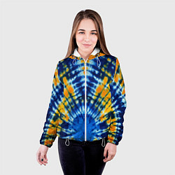 Куртка с капюшоном женская Tie dye стиль хиппи, цвет: 3D-белый — фото 2