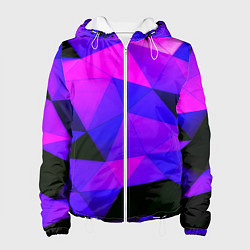 Куртка с капюшоном женская Неоновые треугольники, цвет: 3D-белый