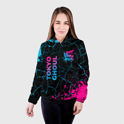 Куртка с капюшоном женская Tokyo Ghoul - neon gradient: надпись, символ, цвет: 3D-черный — фото 2