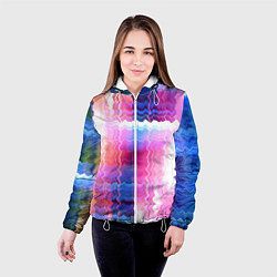 Куртка с капюшоном женская Абстрактные линии сайфай, цвет: 3D-белый — фото 2