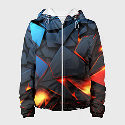 Куртка с капюшоном женская Геометрия объемные плиты, цвет: 3D-белый