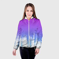 Куртка с капюшоном женская Фиолетовый градиент с потертостями, цвет: 3D-белый — фото 2