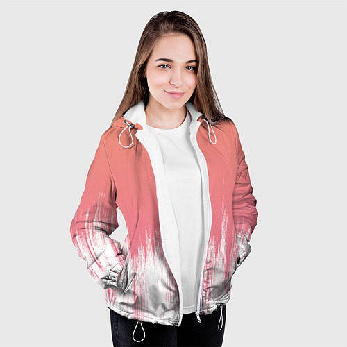 Женская куртка Персиковый градиент с потертостями / 3D-Белый – фото 3
