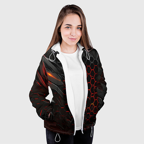 Женская куртка Объемные плитки / 3D-Белый – фото 3