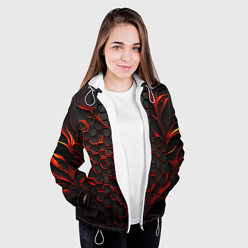 Женская куртка Объемные огненные плитки / 3D-Белый – фото 3