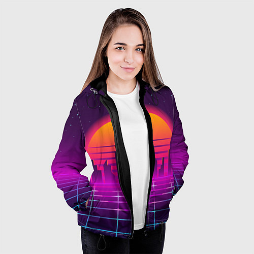 Женская куртка Futuristic Retro City / 3D-Черный – фото 3