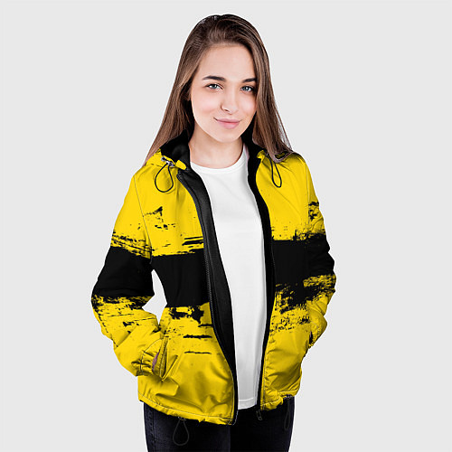 Женская куртка Черно-желтая полоса Cyberpunk 2077 / 3D-Черный – фото 3