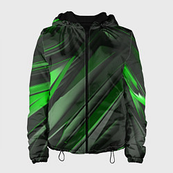 Куртка с капюшоном женская Green black abstract, цвет: 3D-черный