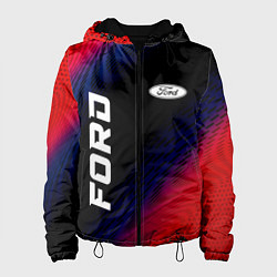 Куртка с капюшоном женская Ford красный карбон, цвет: 3D-черный