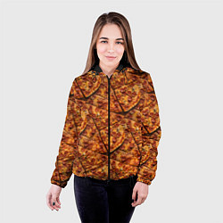 Куртка с капюшоном женская Сочная текстура из кусков пиццы, цвет: 3D-черный — фото 2