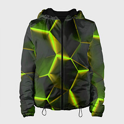 Куртка с капюшоном женская Разлом неоновых плит, цвет: 3D-черный