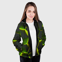 Куртка с капюшоном женская Разлом неоновых плит, цвет: 3D-черный — фото 2