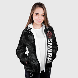 Куртка с капюшоном женская Одинокий самурай и дракон, цвет: 3D-белый — фото 2